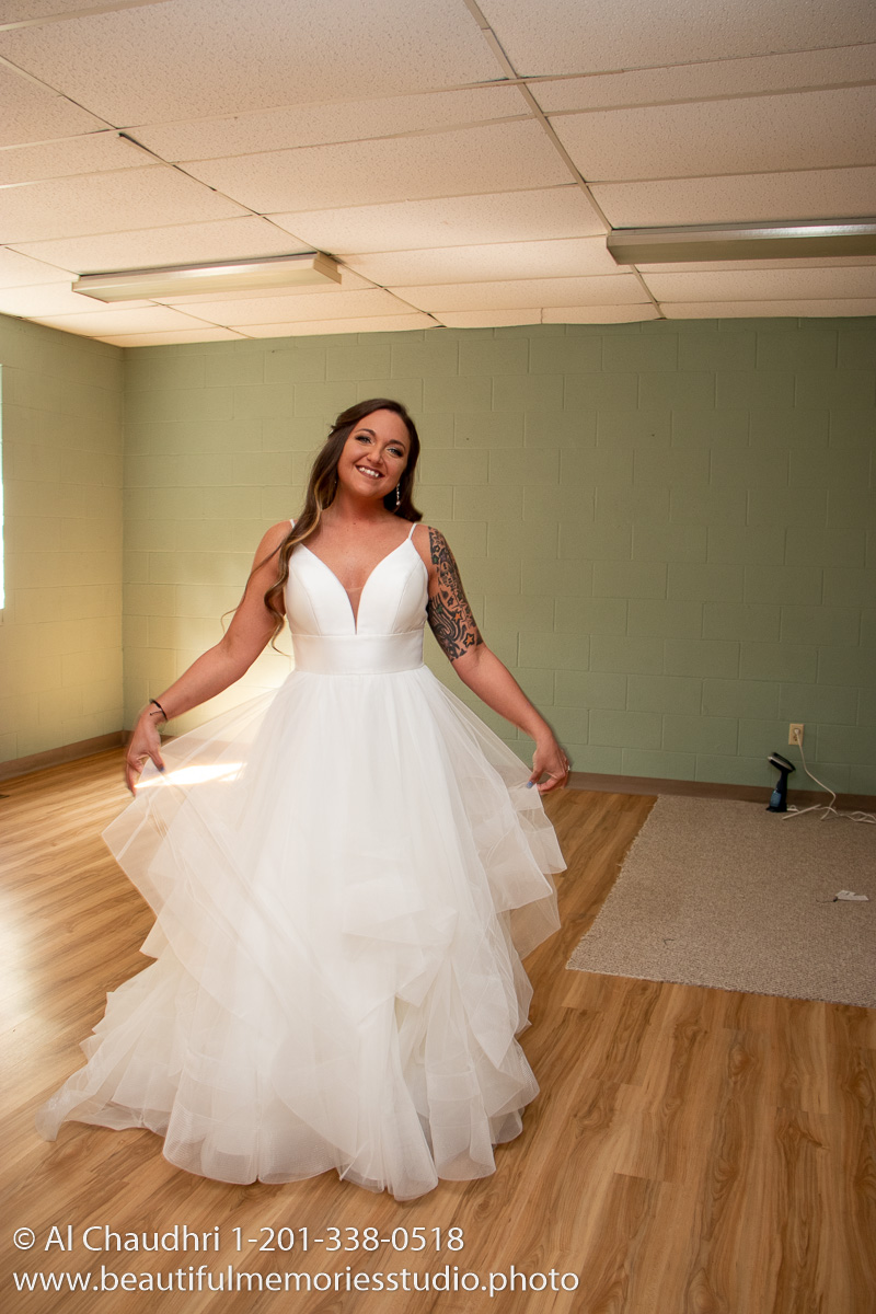 Dylan getting ready for the wedding with her beautiful wedding dress